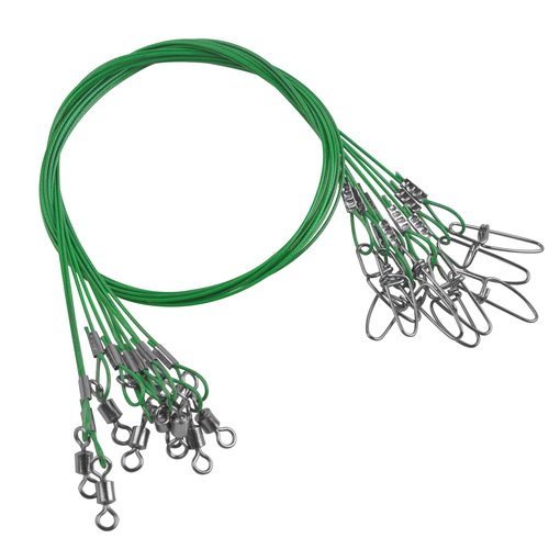 VATEICO 20PCS Fishing Leader Line,150LB High Strength Saltwater Fishing Stainless Steel Leaders with Swivel Snaps Connect Tackle Lure Rig and Hooks 19.7inch Green