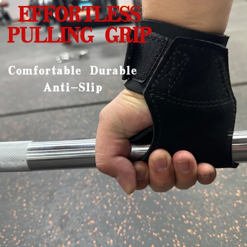 Wiexiang Lifting Straps Wrist Straps for Weightlifting Cowhide Material Robust and Durable Deadlift Straps,Straps for Weightlifting, Bodybuilding, trength Training Wrist Hooks for Men/Women (Black)