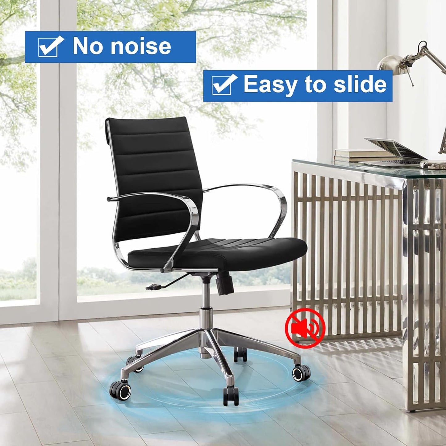 Replacement Office Chair Wheels, Caster Desk Chair Wheels, Rolling Wheels for Office Chair, Chair Rollers Casters, Chair Casters for Hardwood Floors, 5 Set Chair Casters Safe for All Floors.