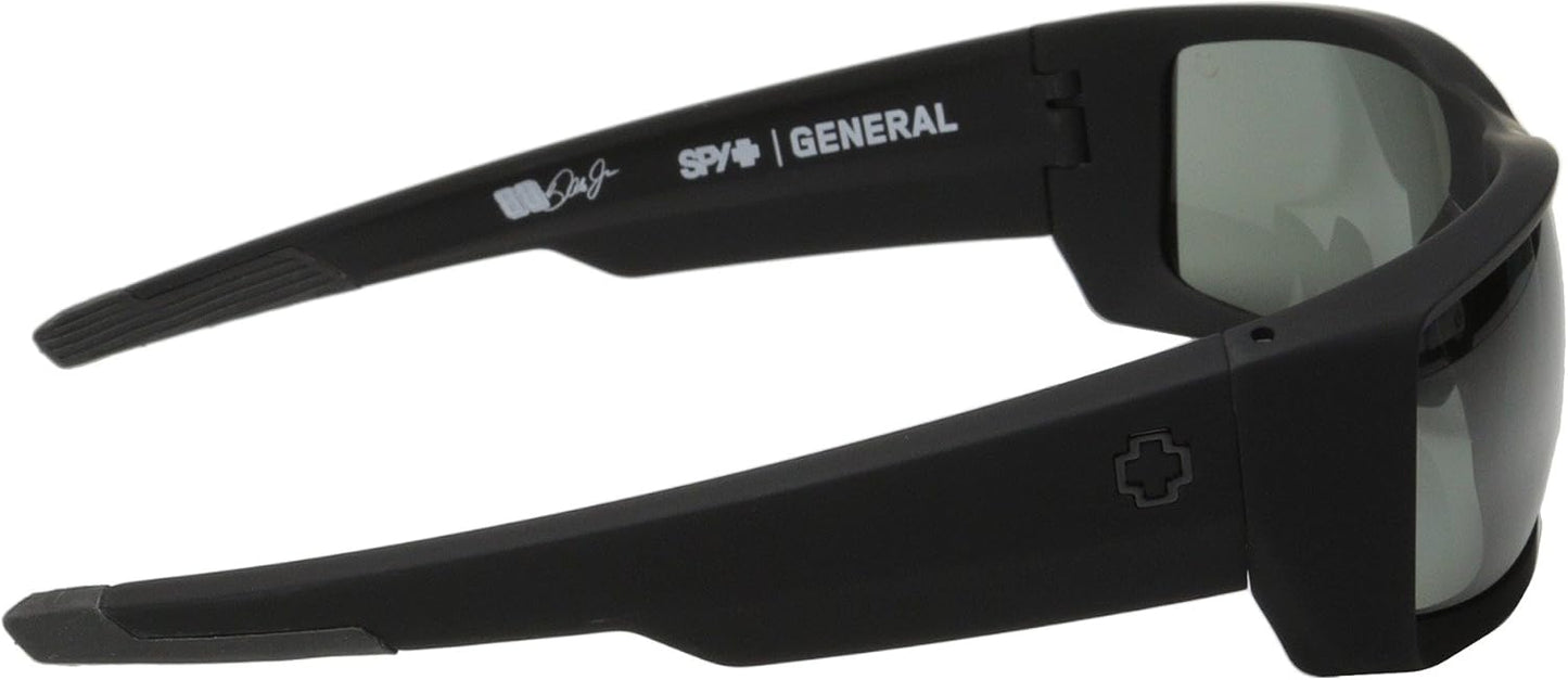 Spy Optic General Sunglasses Matte Black with Grey Green Polarized Lens + Hard Case