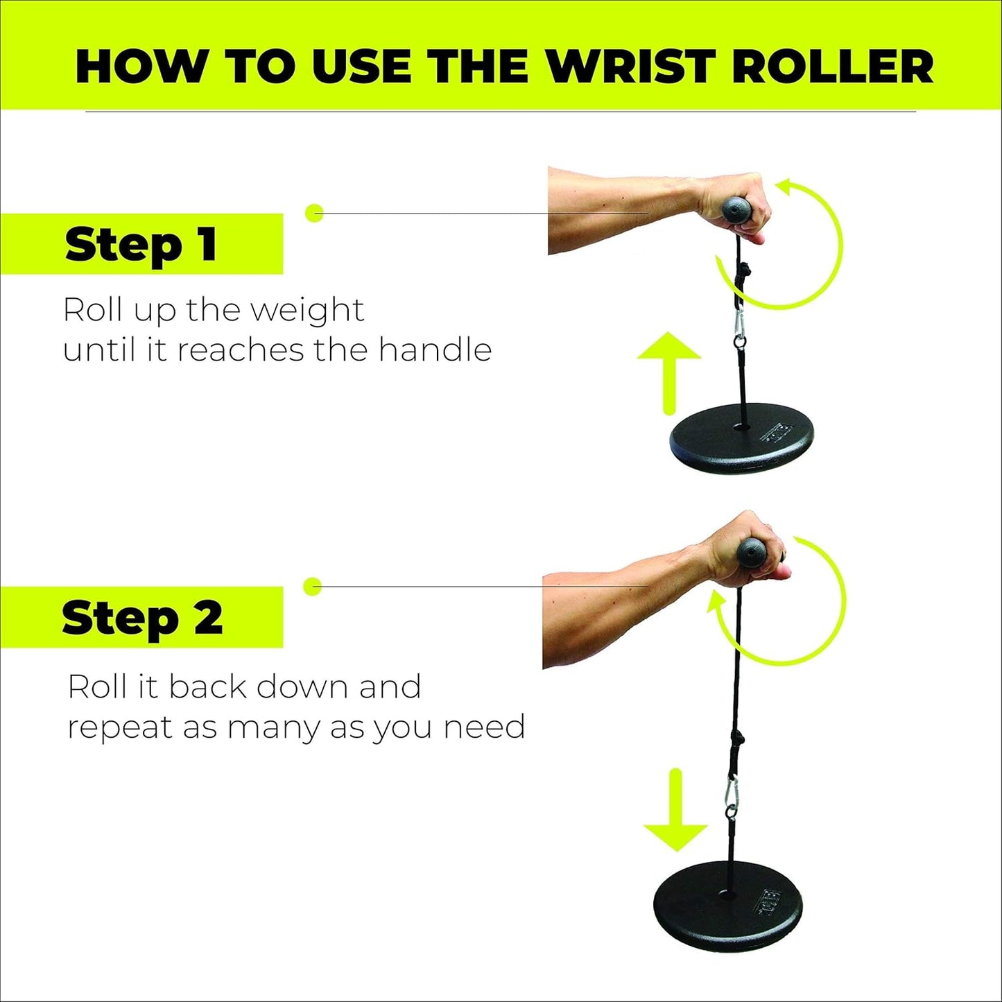 A2ZCARE Wrist and Forearm Blaster – Wrist Roller and Forearm Roller - Perfect for Strength Training and Workout – Fit 1-inch Standard Weight Plates