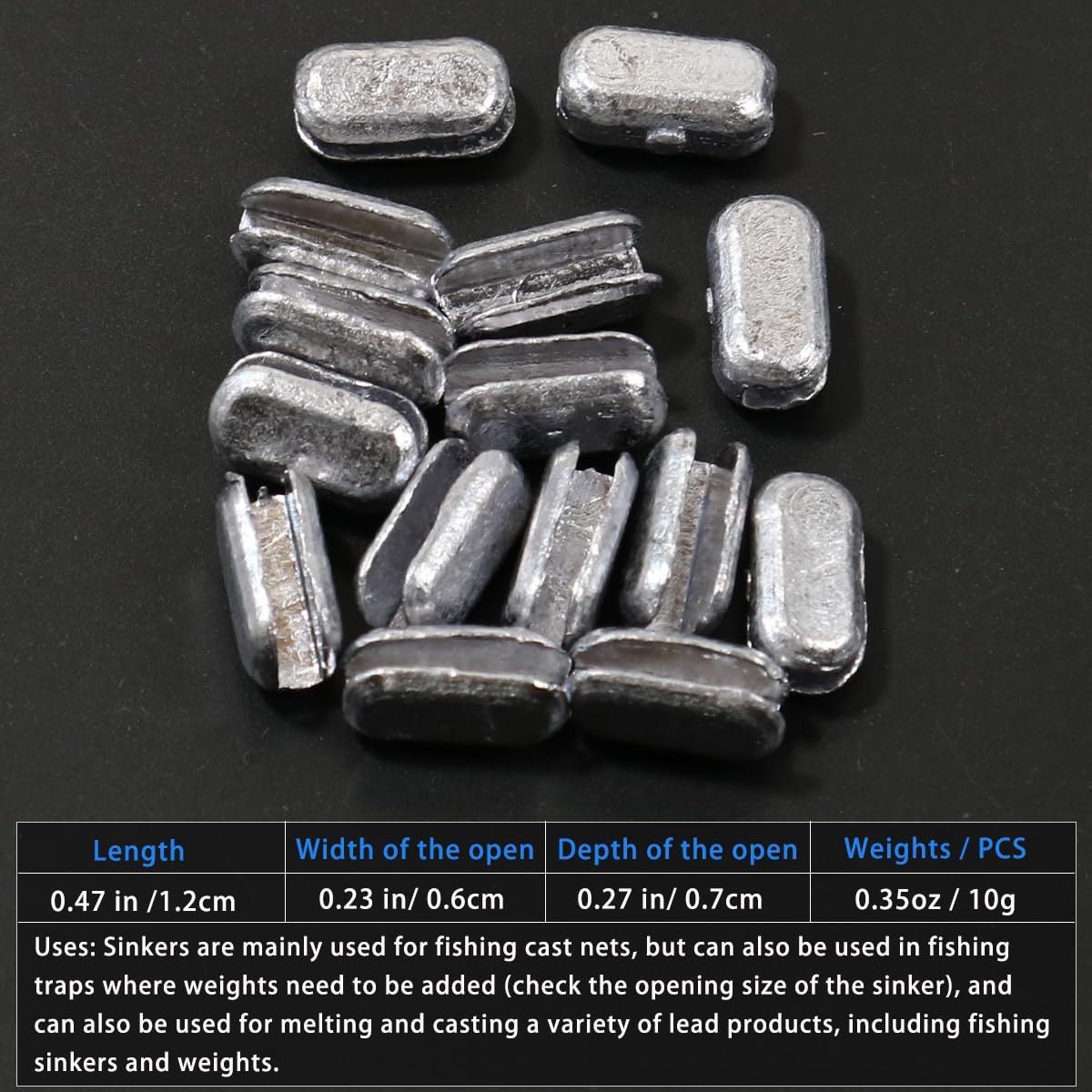 Fishing Cast Net Easy Installation Lead Sinkers 0.35oz / 10g Throw Net Sinkers Add Weights Kit for Casting Net Sinker for Freshwater Saltwater 99.9% Pure Lead 41PCS