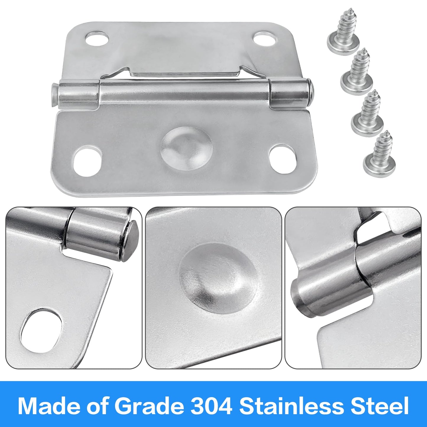 4 Pack Cooler Stainless Steel Hinges Accessories, with 16 Screw Sets, Coolers Replacement Fit for 5235, 5250, 5286b, 6262, 6270
