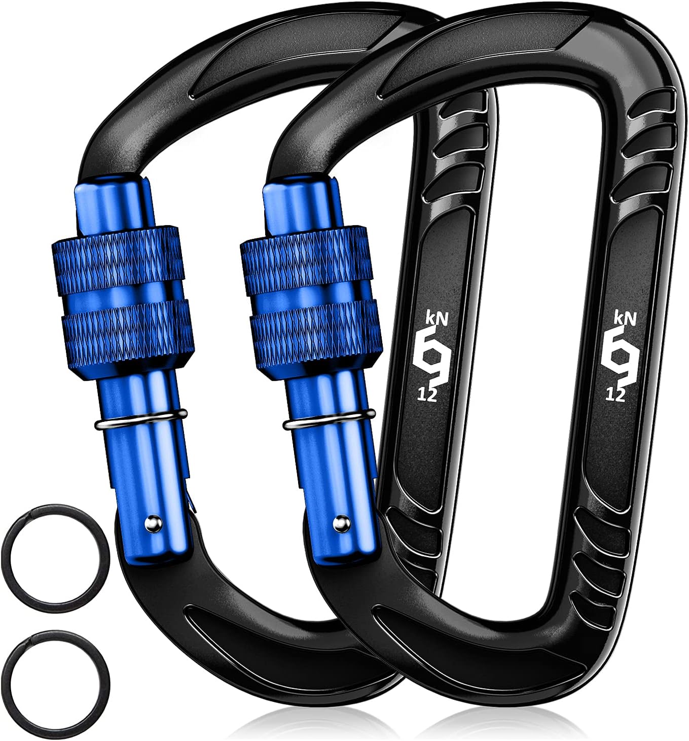 12kN (2697 lbs) Heavy Duty, Locking, Auto Locking, Wiregate Carabiner Clips, for Securing Pets, Outdoor, Camping, Hiking, Hammock, Dog Leash Harness, Keychains