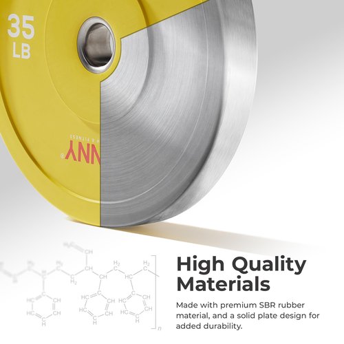 Sunny Health & Fitness Elite 2-Inch Rubber Olympic Bumper Weight Plate 10, 15, 25, 35, 45 & 55 LB w/ Steel Hub for Home Gym, Body Building, Strength Training, Barbell, Deadlifts, Weightlifting 10 POund (Pair) - SF-OP01-10