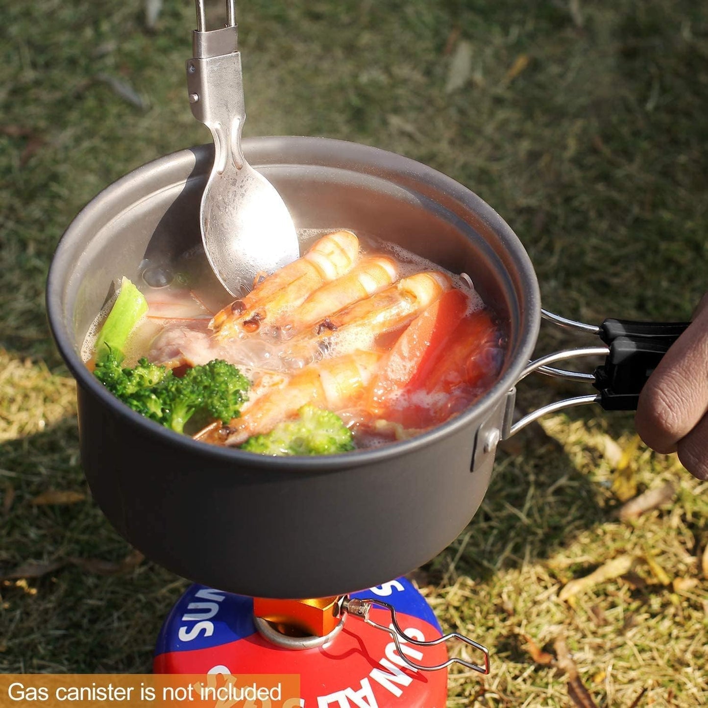 REDCAMP 6/10/11/12/14/15/19 PCS Camping Cookware Mess Kit Camping Gear Campfire Utensils Lightweight Stackable Pot Pan Bowls Soup Spoon with Storage Bag for Camping, Backpacking, Outdoor Cooking