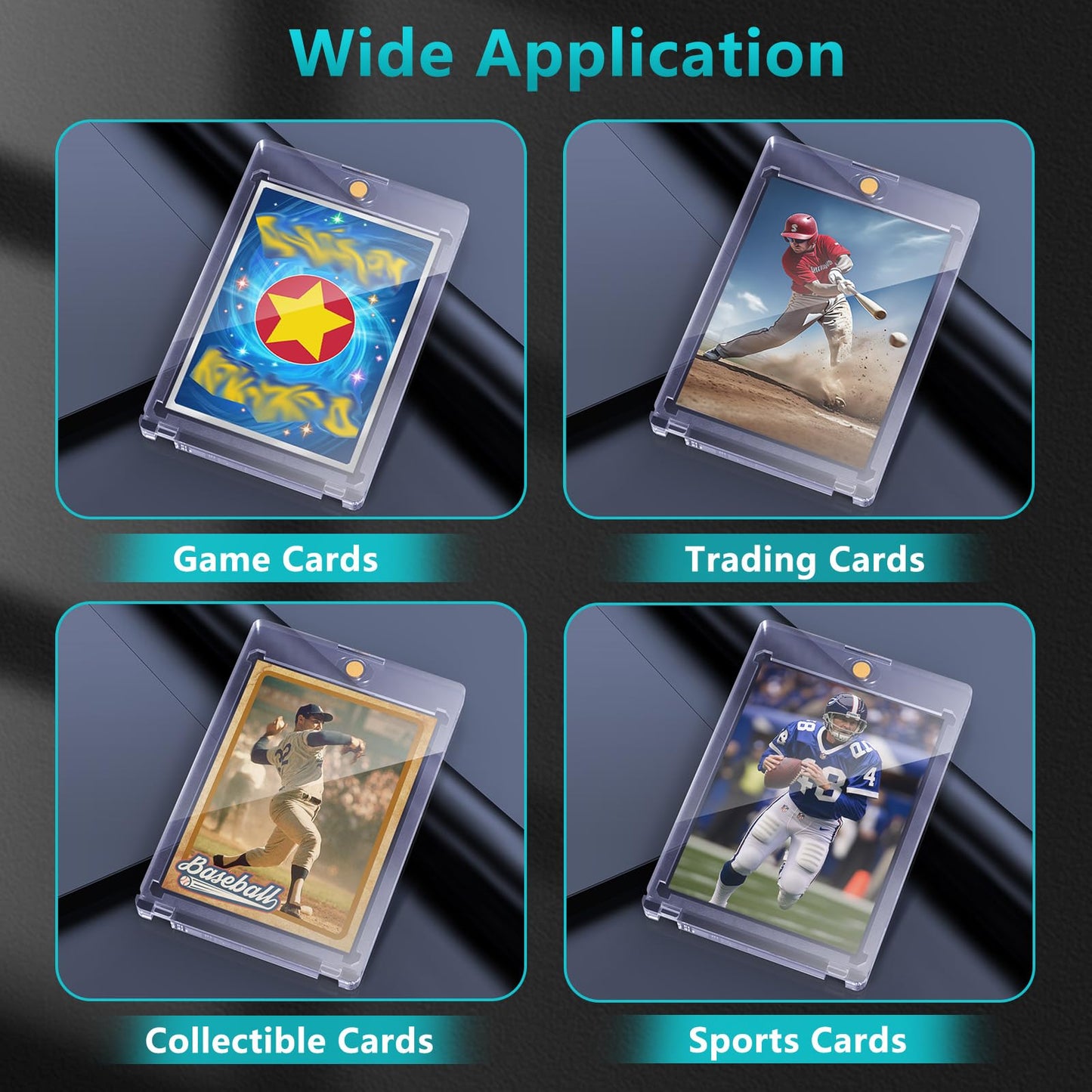 35pt Magnetic Card Holder for Trading Cards 25ct One Card Holder Touch Baseball Card Protectors Hard Plastic Magnetic Card Case Sports Display Football Magnetic Top Loads for Cards Sleeves