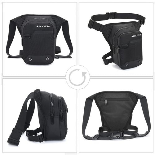 Peicees Drop Leg Bag For Men Thigh Bag With Leg Strap Motorcycle Riding Backpack Women Fanny Pack Hip Pouch For Hiking Cycling Fishing
