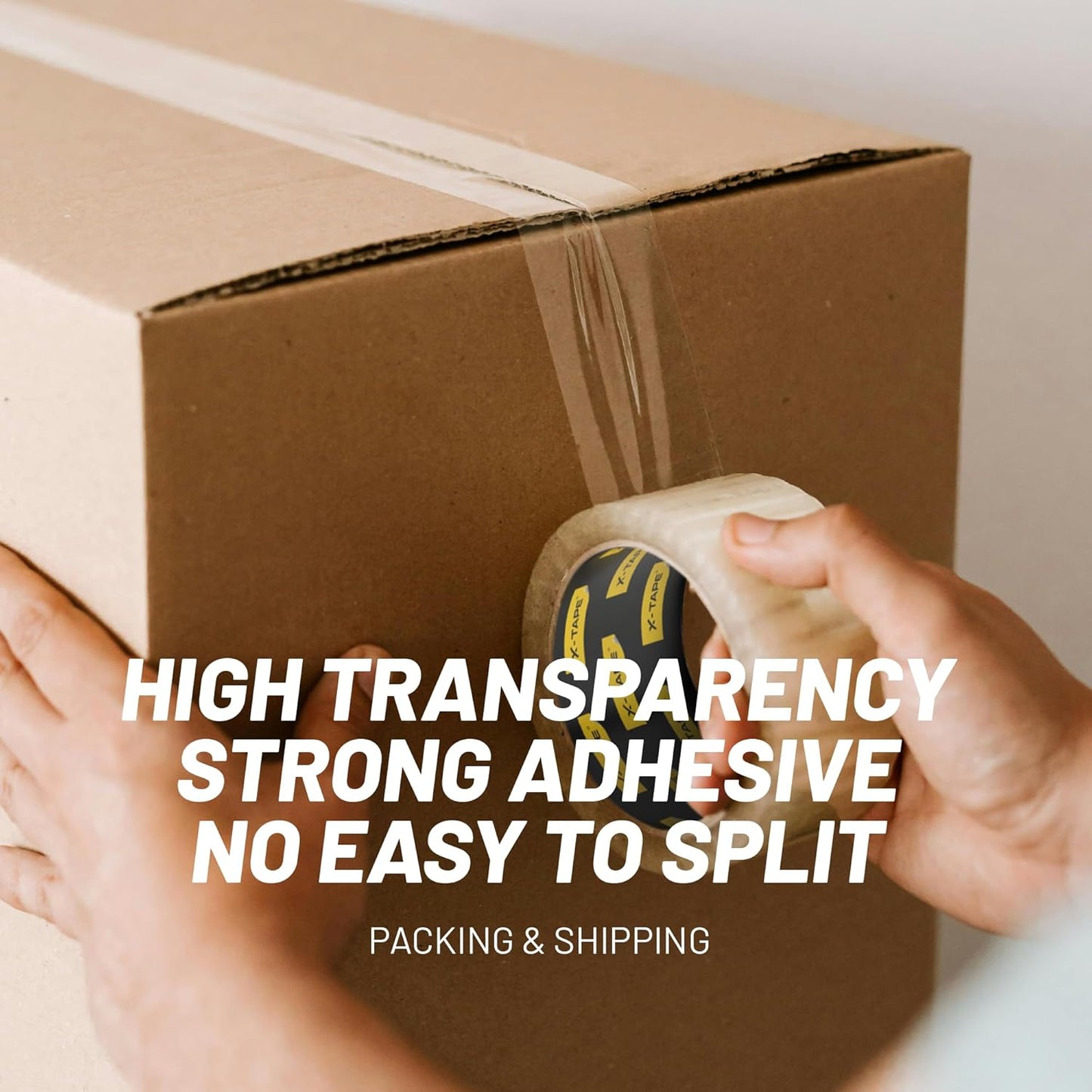 X-Tape Clear Packing Tape (4 Rolls / 260 Total Yards), Heavy Duty Packaging Tape for Shipping, Moving, Sealing and Refills, 65 Yards Per Roll, 2.7mil Thick, 1.88 inches Wide