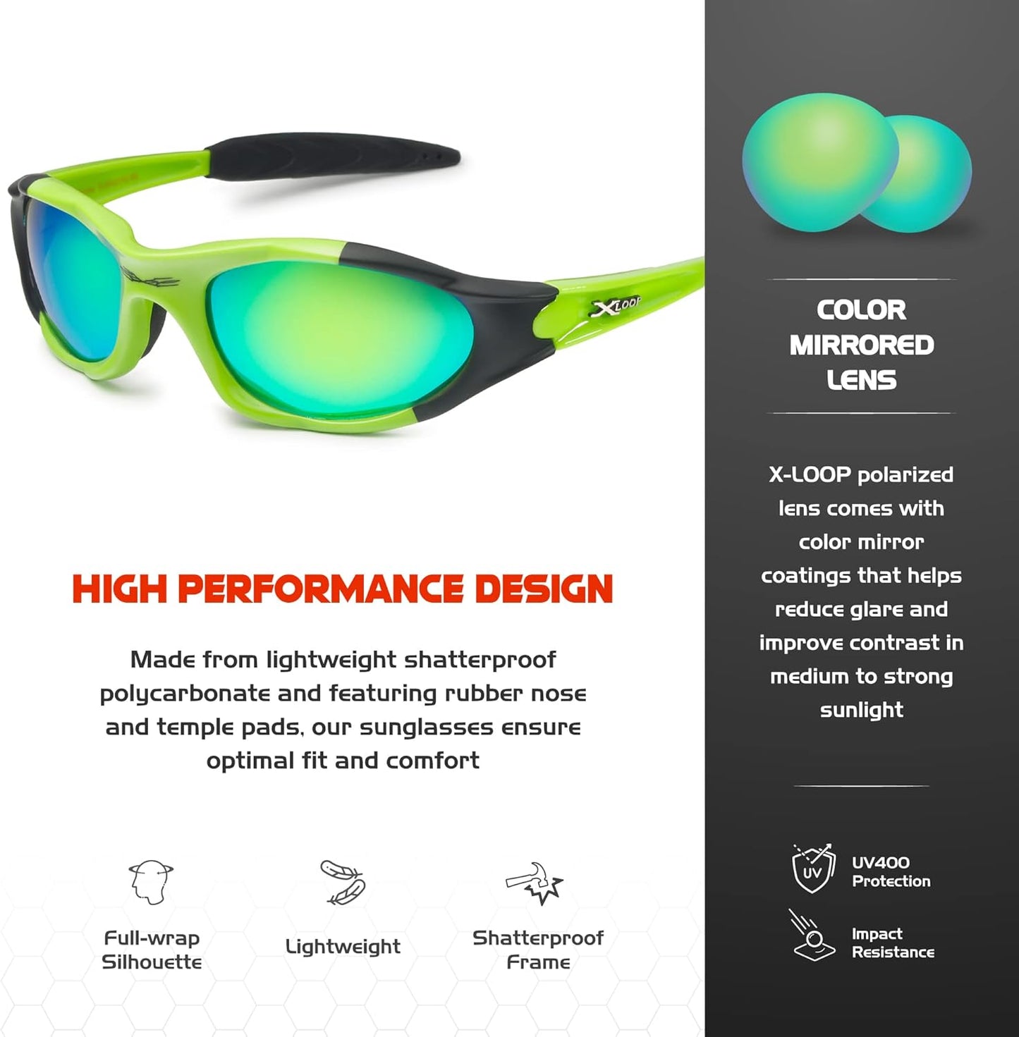 Polarized Youth Sports Sunglasses for Boys & Teens (Ages 8-16) - UV400 Baseball Wraparound