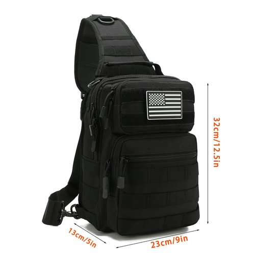 SXJWISHES EDC Sling Bag Tactical Shoulder Sling Bag Small Military Crossbody Pack Tactiacal Backpack Rover Chest Bag Pack (Black)