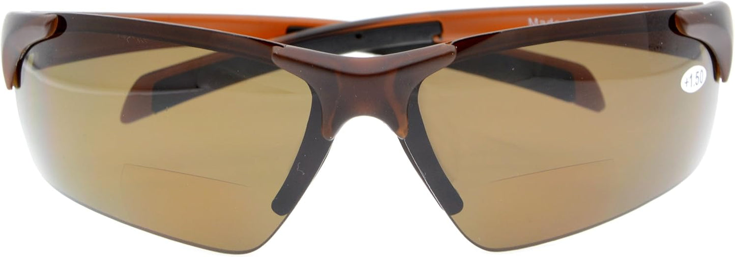 Eyekepper TR90 Unbreakable Sports Half-Rimless Bifocal Sunglasses Baseball Running Fishing Driving Golf Softball Hiking