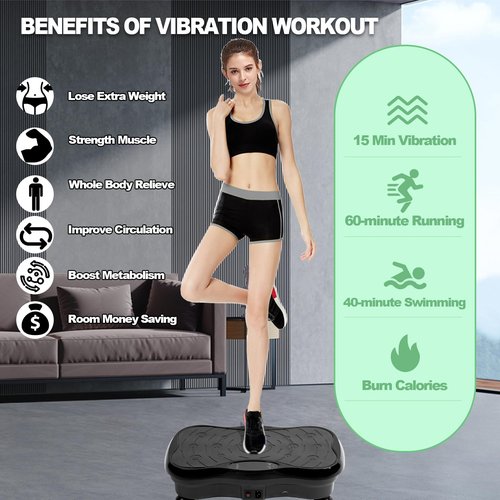 COSTWELL Vibration Plate Exercise Machine Whole Body Workout Vibration Fitness Platform Vibrating Exercise Board for Weight Loss. Home Gym Training Equipment with Resistance Bands. (Black)