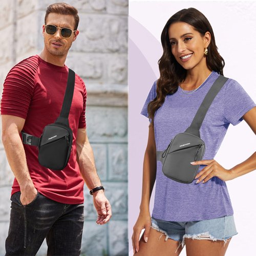 Mini Sling Bag Men Small Crossbody Bag Women Fanny Packs Casual Phone Chest Bag Waterproof Slim Personal Pocket Bag Backpack for Travel Hiking (Grey01)