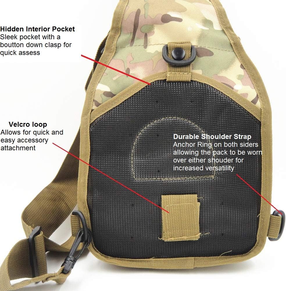 Military Tactical Sling Backpack for Outdoor Sports - FAMI Everyday Carry Bag (Black)