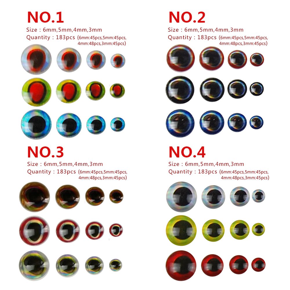 3D/4D Fishing Lure Eyes Realistic Holographic Fishing Eyes Lure Bait Making Kit Artificial Fish Eyes Fly Tying Making Streamers Lure Craft DIY Fishing Tool 183x4