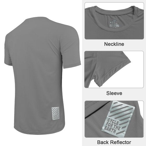 Wulbike Men Shirt Runing Quick Dry Athletic Gym Active T-Shirt Moisture Wicking top UPF 50+ SPF Sun Protective
