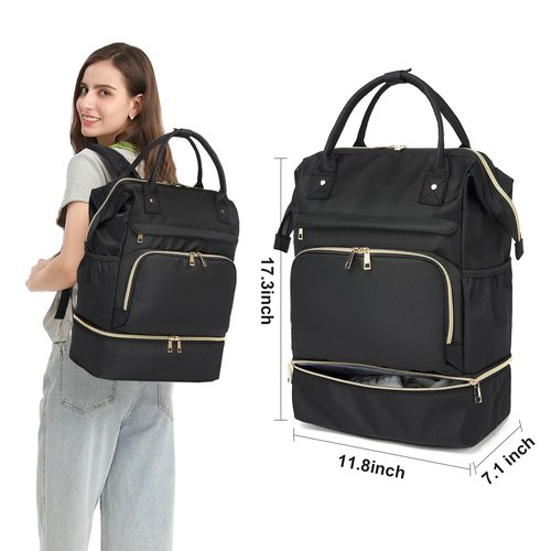seyfocnia Gym Backpack for Women,Gym Bag with Shoe Compartment Lightweight Travel Workout Sports Backpack Womens Black