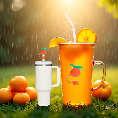 Orange Straw Cover for Stanley 40&30 Oz Cup, 10mm Silicone Straw Covers Cap for Stanley Cup Accessories, Cute Topper for Tumblers, Cap Stopper for Reusable Tip Lids