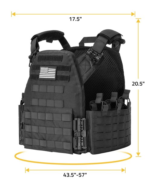 CVLIFE Tactical Quick Release Airsoft Vest with MOLLE System - Large Capacity, Weight Vest, Adjustable, Breathable - Black