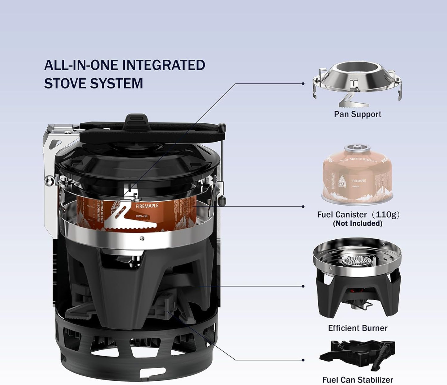 Fire-Maple "Fixed Star 1" Backpacking and Camping Stove System | Outdoor Propane Cooking Gear | Portable Pot/Jet Burner Set | Ideal for Hiking, Trekking, Fishing, Hunting Trips and Emergency Use
