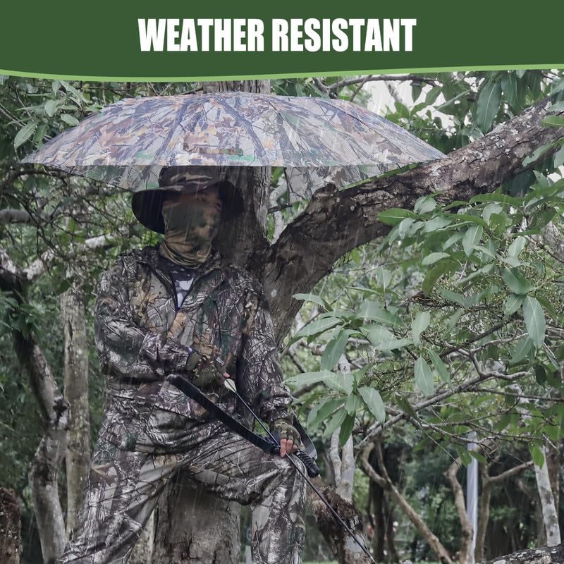 Kalkal Tree Stand Umbrella, 58" Wide Camo Hunting Umbrella for Tree Stand, Weather-Resistant Treestand Roof Quick Set, Portable Hunting Accessories