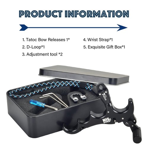 Tatoc Bow Release Thumb Archery 360° Rotatable Thumb Release for Compound Bow 4 Finger Release-Bow Trigger (Black)