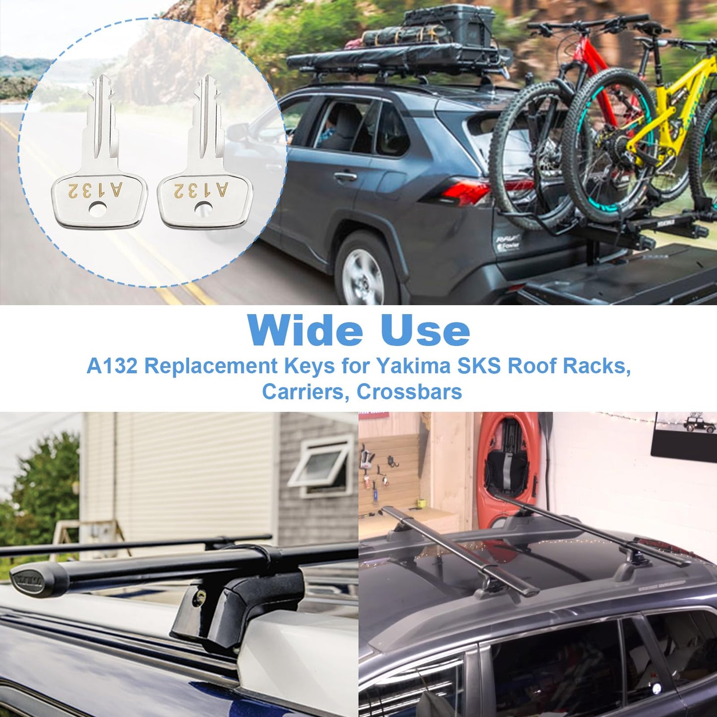 A132 SKS roof Rack Key,Yakima Replacement Key,Replacement Keys for Yakima SKS Ski,Roof Racks,Cargo Box,Carrier Racks and Crossbars with Code Series A132[2 pcs]