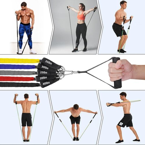 Ycendelion Resistance Bands Set, 20lbs to 40lbs Exercise Rope with Handles Fitness Workout for Full Body Workout Training Shape Figure, Yoga, Home Gym 11PCS