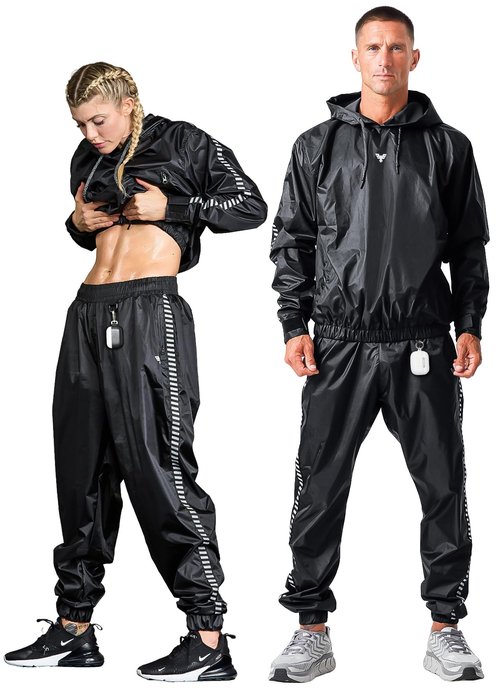 Elite Sports Sauna Suit for Weight Loss Men & Women Boxing MMA Wrestlers Gym Sweat Hoodie Sauna Suits Wrap Full Body Workout (Black, Medium)