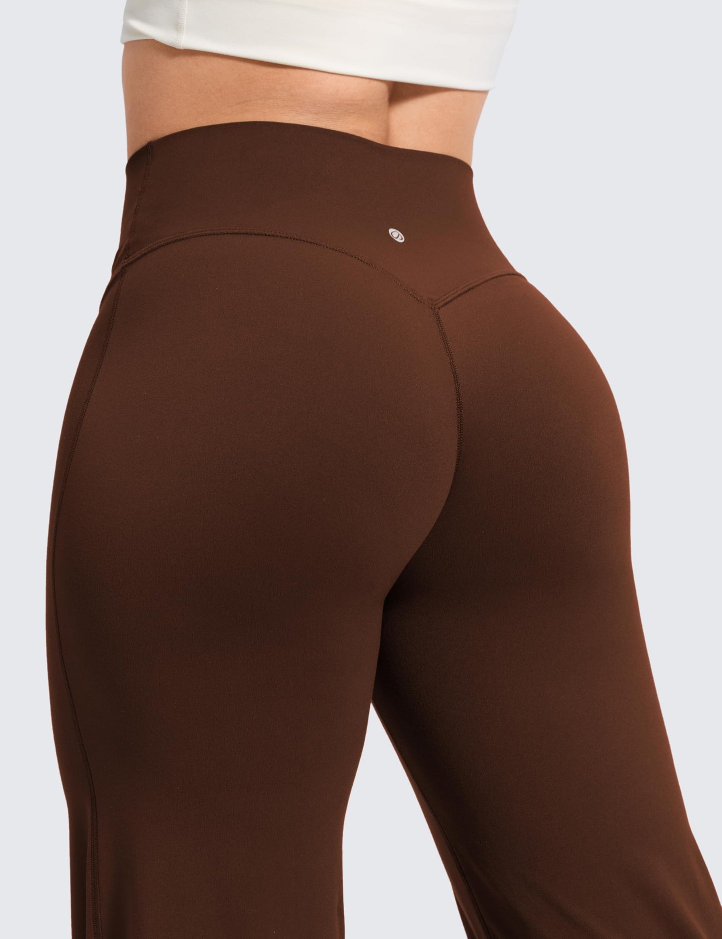 CRZ YOGA Softretch No Front Seam Wide Leg Pants 30" for Women - High Waisted Yoga Lounge Buttery Soft Comfy Casual Lava Brown Medium