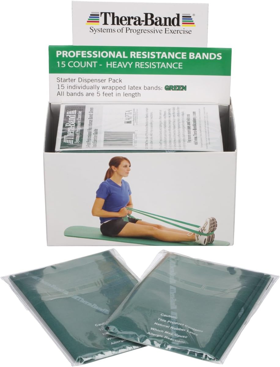 THERABAND Professional Resistance Bands - 5ft Latex Elastic for Home Workouts, Rehab & Pilates (15/30 Count)