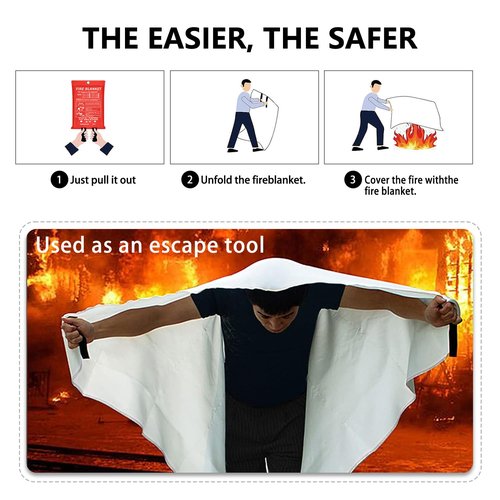 Vonctixe Emergency Fire Blanket, 2 Pack, High-Temperature Resistant, Flame Retardant Blanket for Home, Kitchen, School, Grill, Car, Office, Warehouse, Red