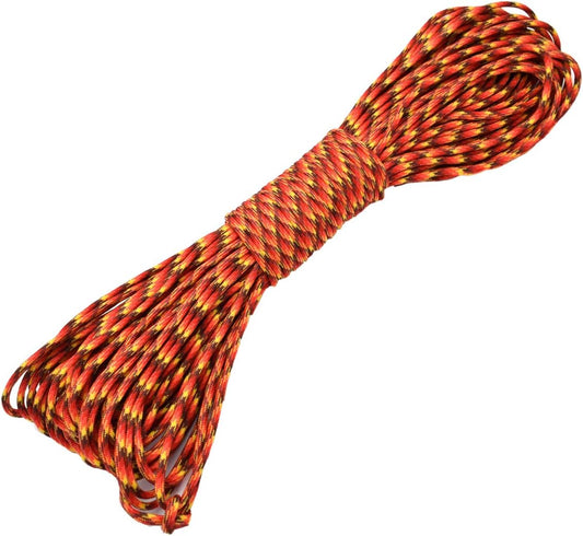 100ft Type III 7 Strand Core Paracord 550 Parachute (56# Hot Red Camo)