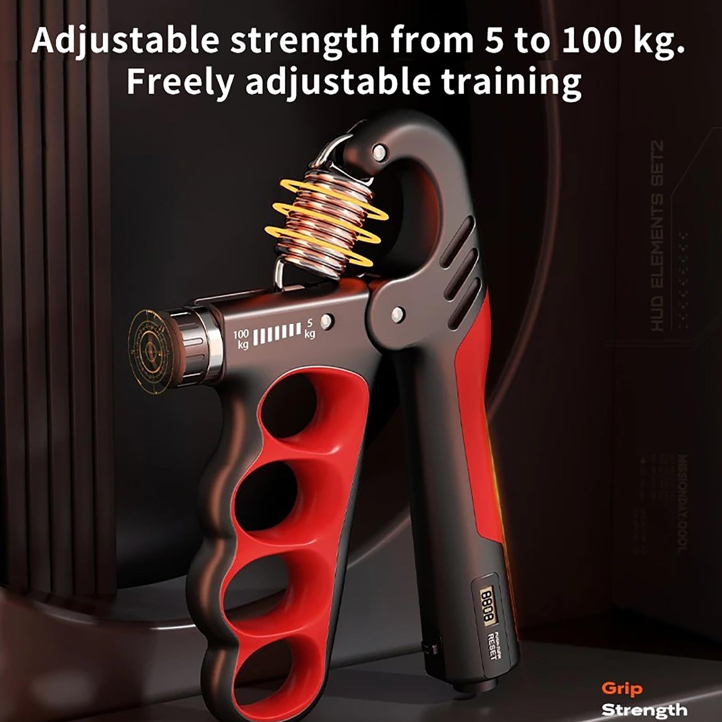 Hiyoga Grip Strength Trainer, Hand Grip Strengthener with Adjustable Resistance 11-220Lbs(5-100KG), Automatic Counter, Ergonomic Design, Forearm Strengthener for Musicians Athletes and Injury Recovery (Orange)