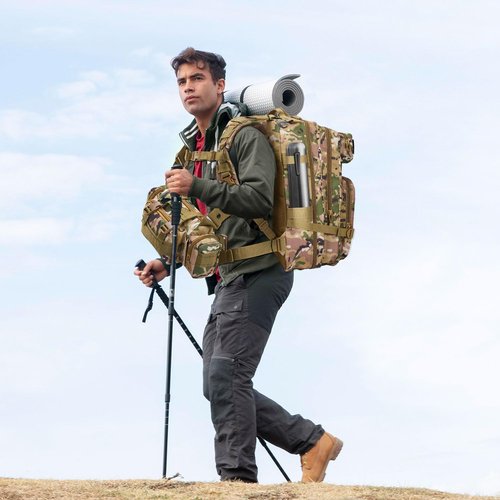 Sgorlds Large Military Camo Tactical Backpack and Tactical Cross Body Bag Set, Small Tactical Backpack for Men and Women, 3 Day Pack for Hiking Camping Travel Hunting Rucksack Trekking