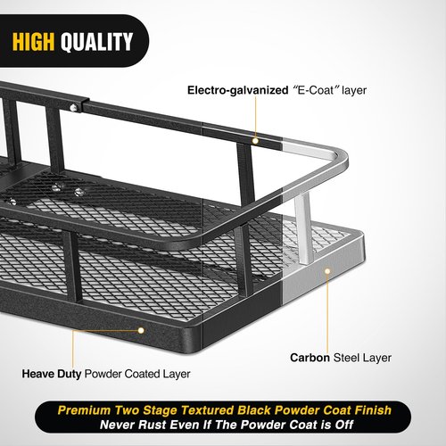 Nilight 60" x 20"x 7.87" Carrier & 5/8" Pin Clip Fits 2-Inch Receiver 500 Lbs Heavy Duty Capacity Luggage Basket Fold Up for SUV Pickup Camping Traveling,2 Years Warranty