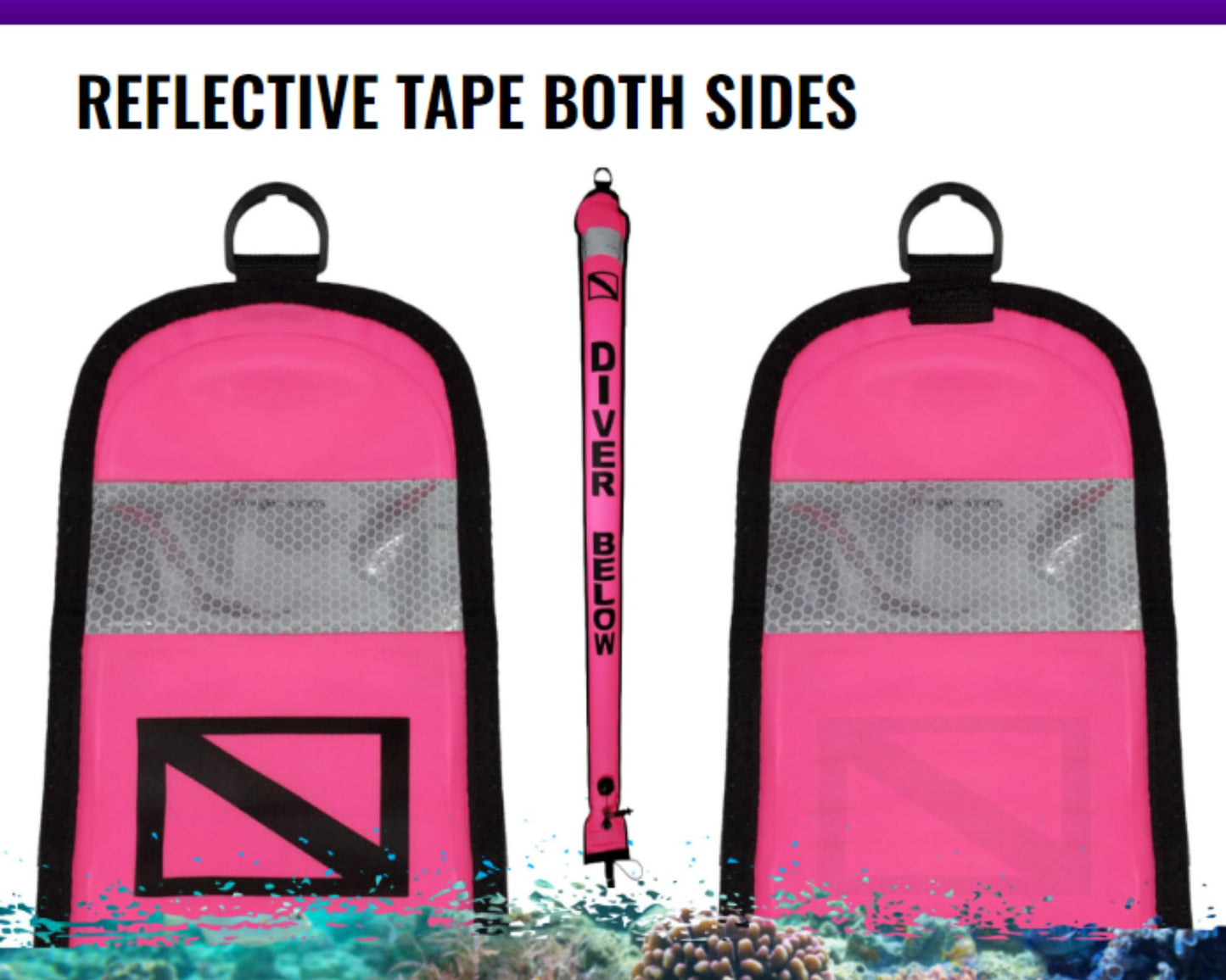 Aquatic Hunt 6ft Safety Sausage/Surface Marker Buoy (SMB) – 6ft x 6in High-Visibility Buoy with Reflective Tape, Easy Empty Dump Valve, 2-Way Fill, 20 lb Lift Capacity (Yellow)