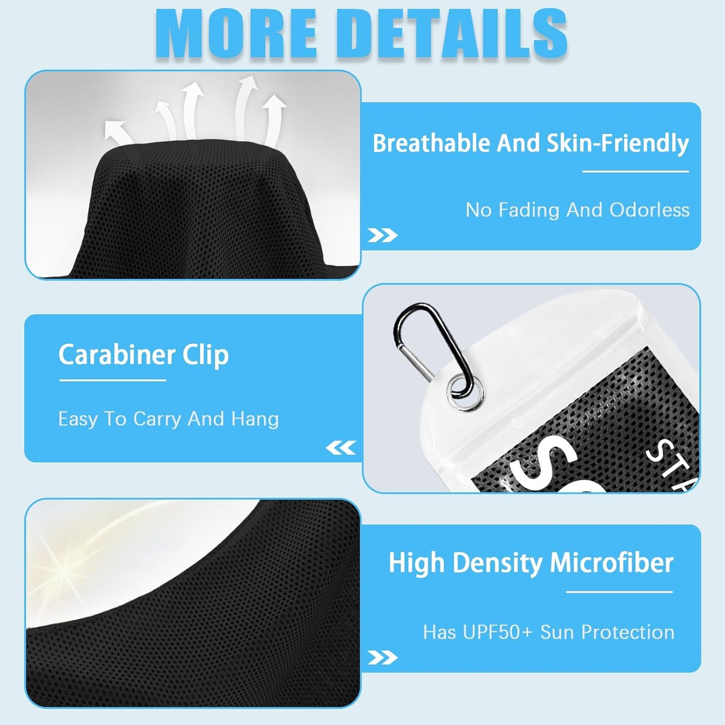 Cooling Towels 4-Pack | 40” x 12” Microfiber Gym Towels | Soft & Breathable