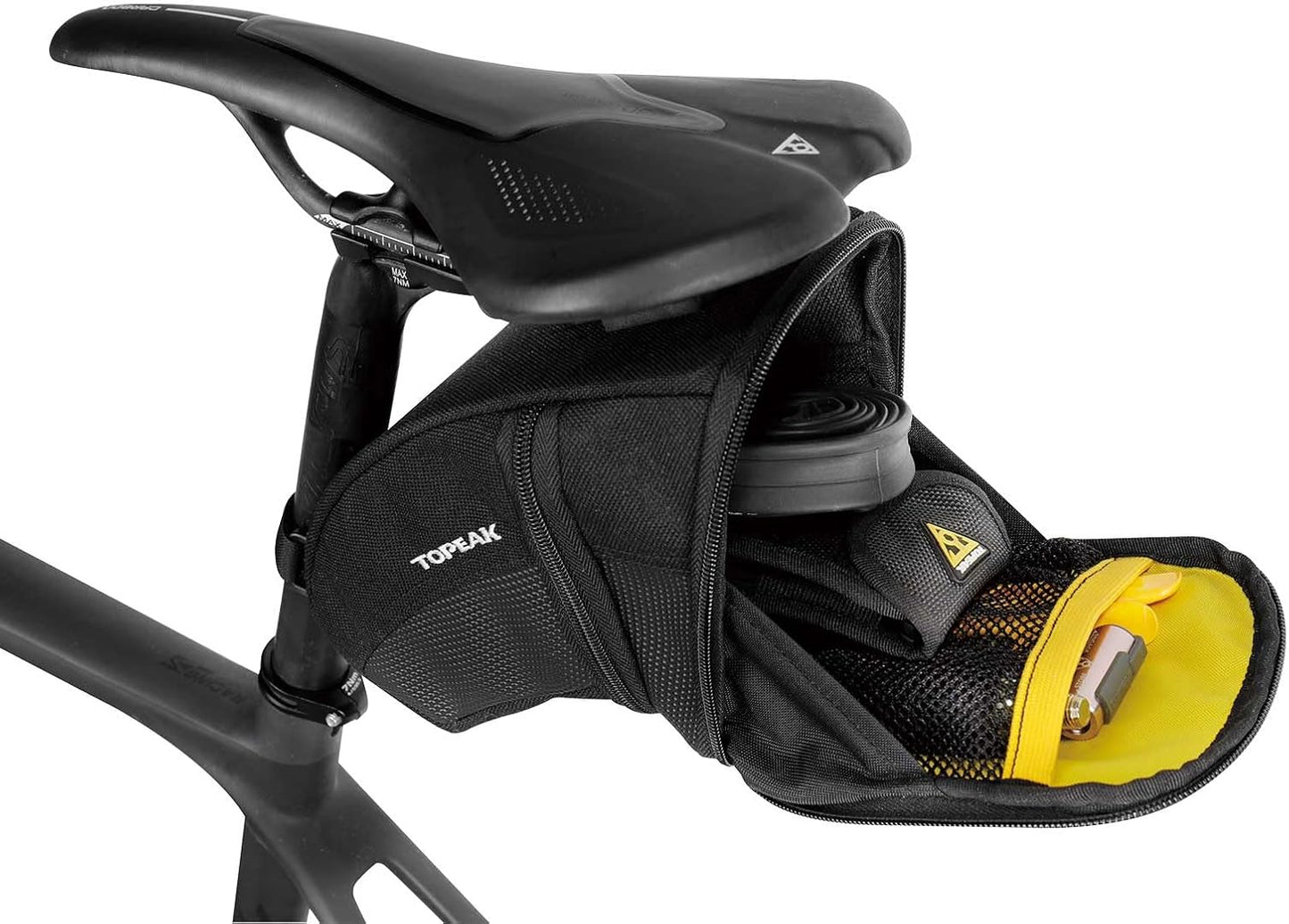 Topeak Bicycle Saddle Bag, Hard Shell, Synthetic Fabric, Vehicle-Specific Mount, 1 Compartment, Buckle Closure