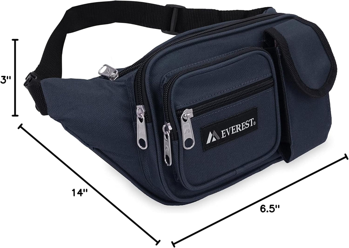 Everest Multiple Pocket Waist Pack, Black, One Size,044MDH-BK