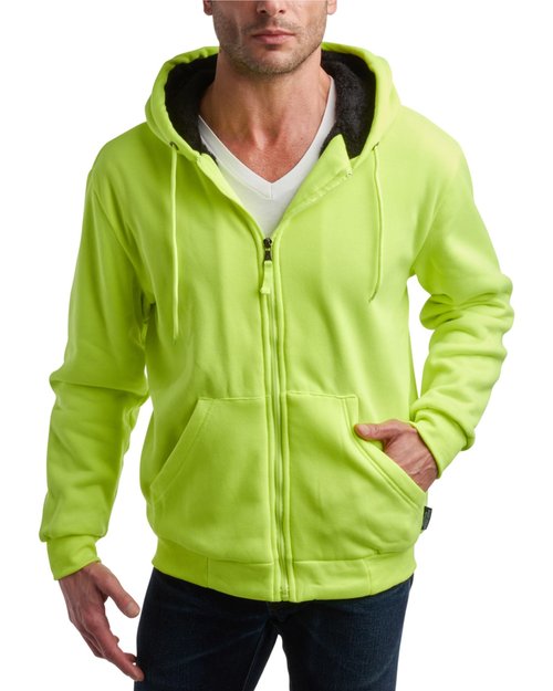 Bass Creek Outfitters Mens High Vis Hoodie - Heavyweight Water Resistant Sherpa Lined Work Hoodies for Men (M-XXL), Size Large, Neon Yellow