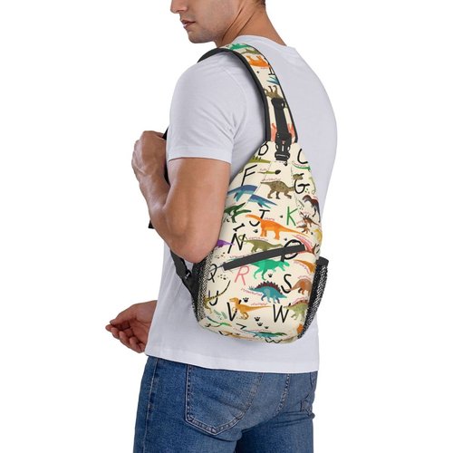 Luirioe Dinosaur Sling Bag Crossbody Backpack Hiking Travel Daypack Chest Bag Lightweight Shoulder Bag For Women Men