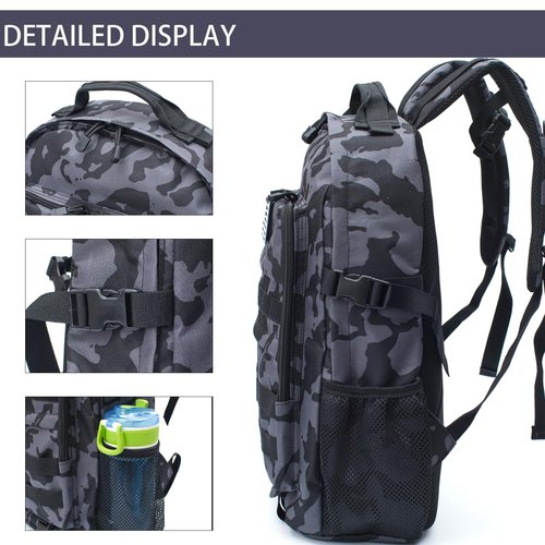 WOWCOIN Camo Backpack for Boys,Kids Army Backpack Boys with USA Flag Patch,35L Waterproof Tactical School Backpack for Travel Outdoor