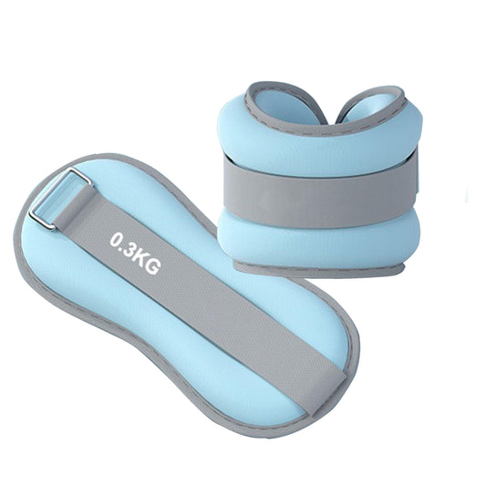 1 pair 0.66 lbs adjustable for men and women hand and ankle weights wrist weights, yoga, walking, aerobics, dance exercises and other fitness exercises (light blue)