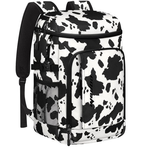 Capolo Cooler Backpack Insulated Waterproof for Women Men, Leak Proof Thermal Bag Soft Travel Cooler Portable Ice Chest Lunch Backpack for Camping Picnic (Cow Print, 36 Cans)