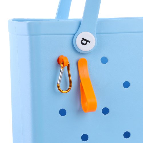 Vagocom Hook with Keychain Clip Accessories for Bogg Bag and Simply Southern Totes,Insert Storage Accessories for Rubber Beach Tote Bag(Orange+Gold)
