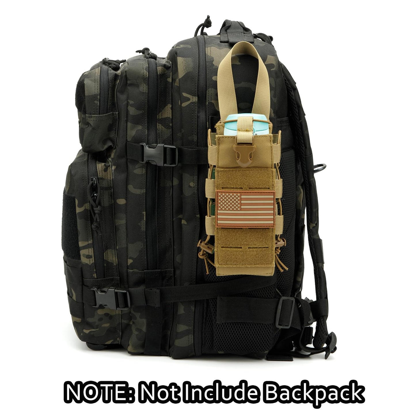 Molle Water Bottle Holder Molle Pouch Carrier,Tactical Water Bottle Pouch,Water Bottle Carrier with Strap,Tactical Molle Water Bottle Pouch,Water Bottle Holder Carrier for Walking (2 PCS BROWN)