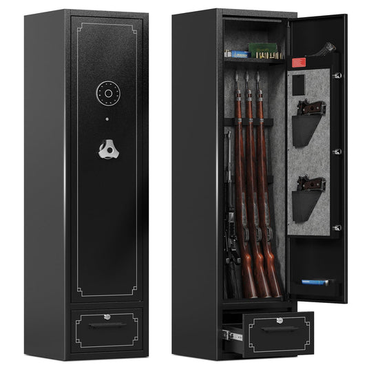 6 Gun Safes Gun Safe for Rifles and Pistols Heavy Duty Gun Cabinet for Rifles and Shotguns Rifle Safes for Home Gun Safe Clearance Gun Locker with Drawer Digital Lock and Removable Shelf