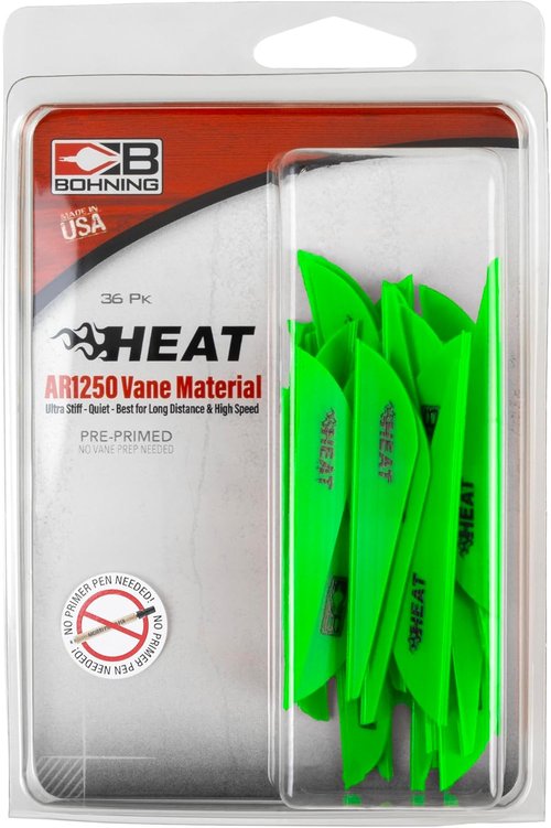 Bohning Heat Vane, Low Profile Hunting Vane, 2.5" 36pk, Neon Green